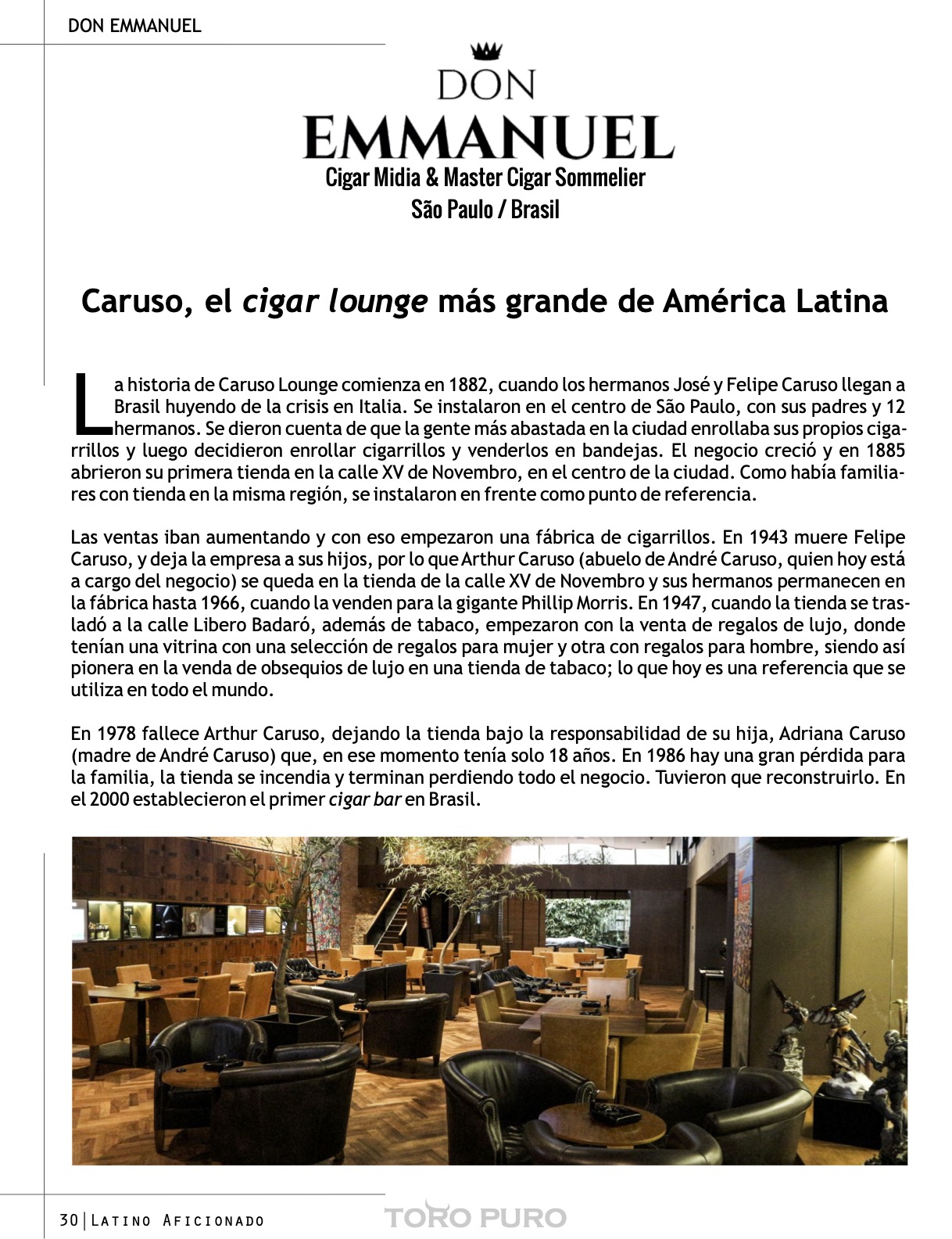 Caruso, el cigar lounge más grande de América Latina